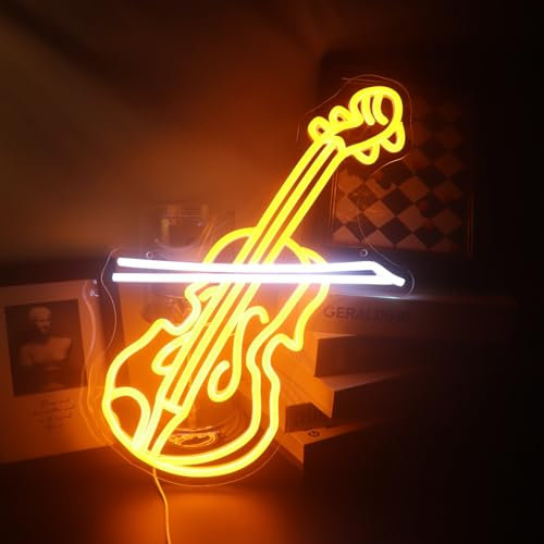 Panneau Lumineux LED pour Violon, Lecteur de Musique, Instrument de Musique, Décoration Murale, Chambre à Coucher, Salle de Jeux, Cadeau de Noël ou d'Anniversaire