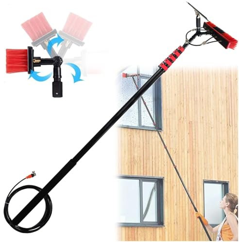 39 FT Telescopic Brush,High-Strength Carbon Fiber Retractable Water Fed Pole Solar Panel Cleaning Brush Window Cleaning Pole Telescopic Extension Pole Cleaning Kit