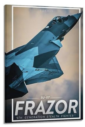 YQXTRB Vintage-Poster, cooles SU-57-Poster, dekoratives Gemälde, Leinwand, Wandposter und Kunstdruck, modernes Familienschlafzimmer, Dekoration, Poster, 20 x 30 cm