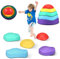 Neulriscn Pierres d'Équilibre pour Enfants,5 Pièces Pierre de Rivière Motricité, Antidérapant Dalles Sensorielles Intérieur & Extérieur,Balance Stepping Stones,Parcours de Motricité