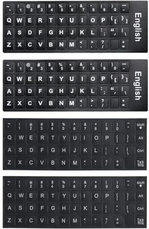 WeddHuis 4 Pezzi Adesivi Per Tastiera (English, Black) - Per Un Riconoscimento Più Rapido Del Computer, Buon Adesivo, Nessun Danno