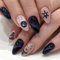 Mgmxbsth 24pcs Almonds False Nail, Cat Y2K Press on Nail,Dark Blue Stick on Nails,French Tip False Nails, Tip Acrylic Gel Adhesive Nail, Full Cover Fake Nails for Women and Girls(Cat Snowflake)