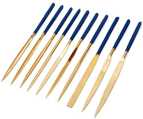 Outils de sculpture sur bois , Ensemble de limes à aiguilles diamantées, limes à main assorties avec triangle plat demi-rond et lime ronde, râpe en bois revêtue de titane for frettes de guitare, métal