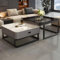 MJKCBD Nesting Coffee Table Set of 2, Stacking End Side Tables with Square Glass and Marble Top, Sofa Tea Table with Storage Drawers for Living Room Home Office