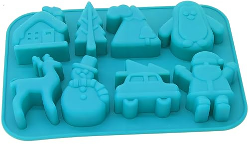 Christmas Chocolate Molds, Silicone Candy Molds Santa Clause Christmas Tree Snowman Gingerbread Man Baking Molds for Jellies, Candies, Ice Cubes, Wax Melts, Soaps, Candles