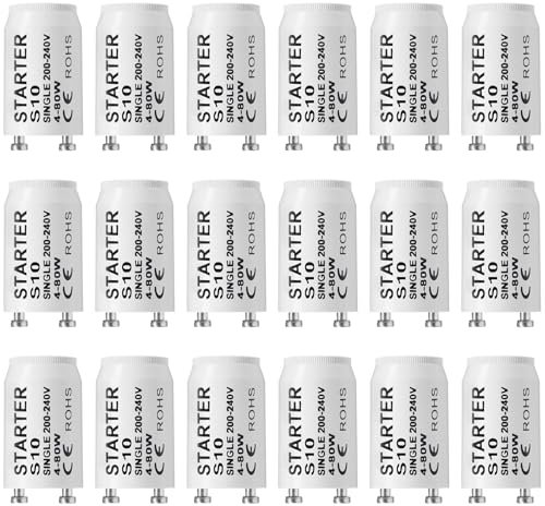 BlueXP 18 Stück Leuchtstoffröhren-Starter S10 Starter Longlife 4-80 Watt 200-240V Starter für Fuoreszierendes Licht Einzelschaltung von Leuchtstoffröhren