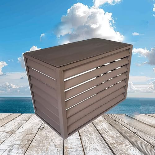 Abdeckung für Klimaanlagen-Windabweiser für Mini-Split- und Fenstereinheiten, Außen-Heizkörperabdeckung für Klimaanlage, braun, Größe 110 x 6, schützt und verdeckt die AC-Einheit im Freien