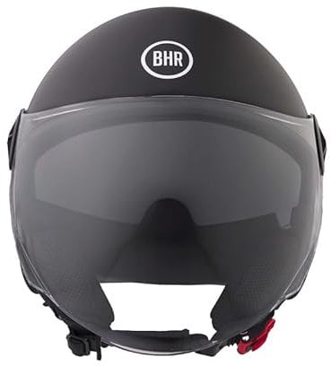 BHR Casco Demi-Jet 840 DUAL SHIELD - Casco Scooter Doppia Visiera Omologato ECE 22.06 con Visierino Interno Parasole e Sgancio Micrometrico - Nero Opaco L