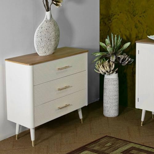 Dmora Kommode Boissano 78x37x80h cm Weiß 3 Schubladen