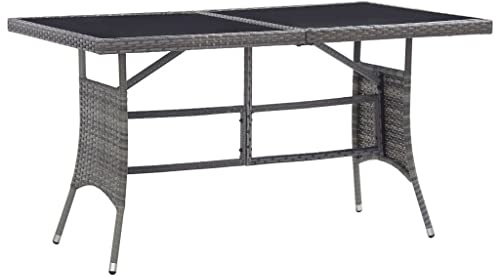 Myheimly Gartentisch Grau 140 x 80 x 74 cm Poly Rattan