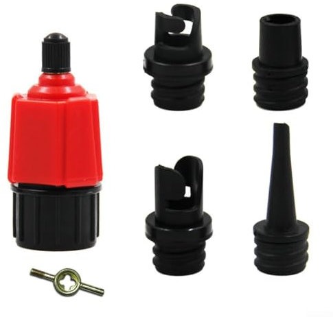 Outdoor Adventure Ready Air Pump Adapter Set Compatible with Multiple Watercrafts (Red)