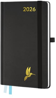 FEKSINO Kalender 2026: Taschenkalender A6 Klein A6-18 x 9,8 cm, Buchkalender 2026 Wochenplaner,12-Monate Terminplaner (Jan.2026-Dez.2026) mit 100 GSM Papier & PU-Leder Hardcover,Schwarz