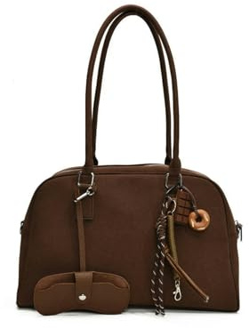 Gyios Handtasche Großgröße Frauen Bowling -Taschen Wildleder Großkapazität Schulter -Crossbody -Tasche Mit Langem Gurt Luxusdesigner Handtaschen-kaffee-40x25x13cm