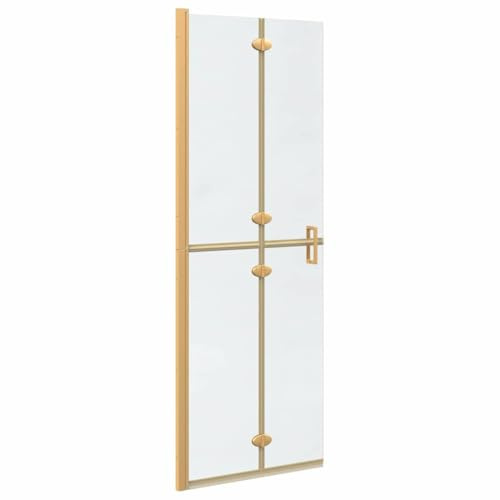 vidaXL Walk-in Shower Wall Folding Gold 70 x 6.5 x 190 cm, Modern Bathroom Partition, Tempered Glass Shower, Luxury Wall, Rectangular Enclosure, Aluminium Divider, Efficient Space