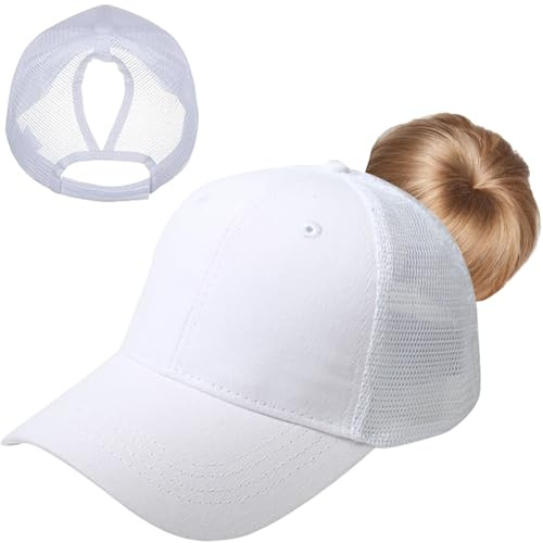 InfiniZer Basecap Damen mit Pferdeschwanzloch, Atmungsaktiv Mesh Ponytail Cap für Sommer, Sport & Tennis, Verstellbare Kappe mit Zopfloch