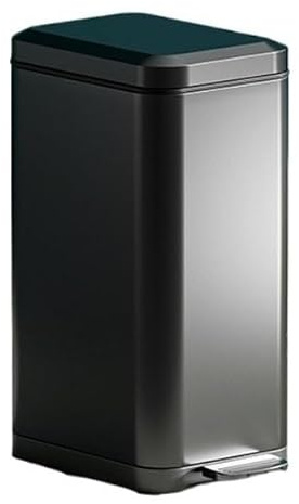 LiQENT-149 poubelle de cuisine Poubelle de cuisine fine 7/9/13/15/16/18/20 litres avec seau et poignée amovibles, acier inoxydable brossé, fermeture douce, pédale(Matte Black,20L)