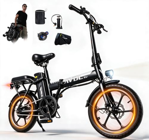 Vélo Électrique Adulte 16, Batterie Amovible 36V 12,8Ah, Autonomie 35 km, Assistance au Pédalage, Bicyclette Pliante pour Déplacements Urbains, Double Freinage, Modèle Mixte E-Bike,Max 120 kg