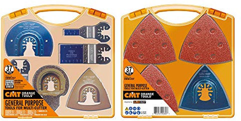 CMT Omm-X37 Set Composto da 37 Utensili per Macchine Multifunzione, Attacco Universale, Blu/Grigio