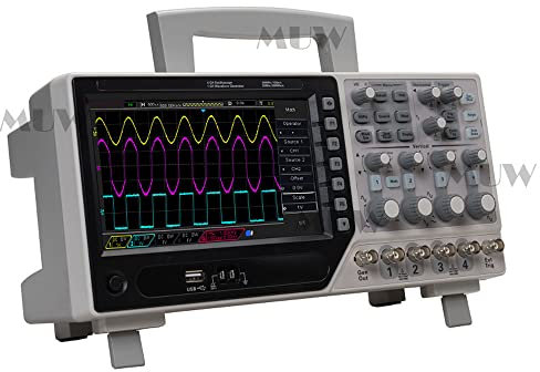 Osciloscopio de escritorio 250 MHz 4 canales, 500 μV/div1GS/s, sistema de activación muestra digital, 7 pulgadas, TFT1, generador de formas de onda arbitrario/por función de 1 canal