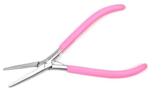 MAQNSCO 7 Flat Mouth Hair Extension Fitting Pliers – Professional Tool for Precise Hair Extension Application – Stylish Pink Design