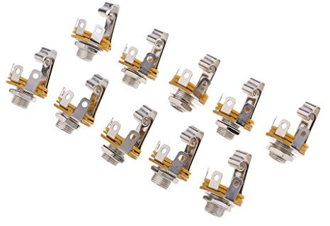MagiDeal 10pcs 1/4 '' 6.35mm Jack Stéréo Jack Connecteur Femelle Panneau De Montage - Mono Prise