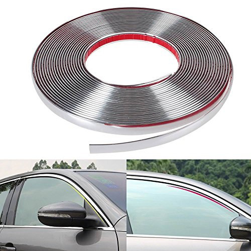 Universell 8mm x 3m Chromleiste Auto Dekor Zierleisten Leisten Selbstklebend Tuning Styling Chrom Kantenschutz