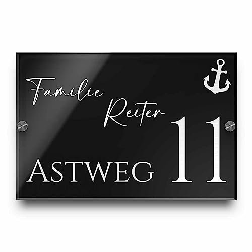 Edles Namensschild | Türschild mit Gravur mit über 80 Motiven Familien-Haus Namensschild Familienschild Türschilder für die Haustür mit Namen 30x20 cm