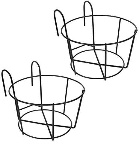 HEMOTON 2pezzi Porta Fiori Da Appendere Ferro Per Terrazzo e Balcone Supporto Per Vasi Con Ganci Per Casa e Ufficio Nero