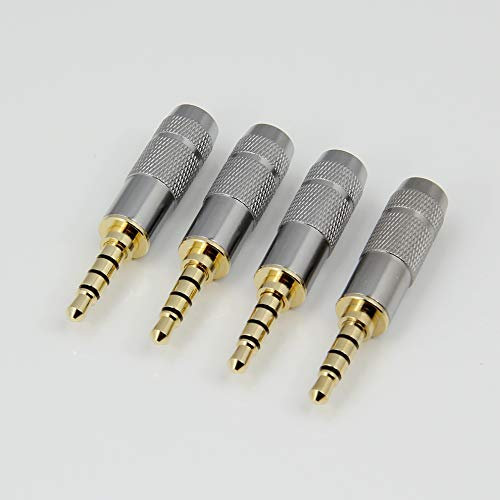 RHINORO 4 Pieces Quality 3.5mm 4-Poles Jack Plug Solder Soldering Phone End Terminal for Moible Phone Earphone Headphone Headset