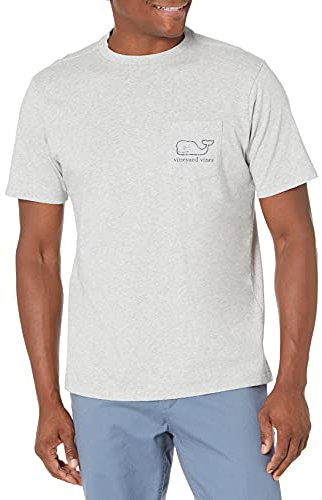Vineyard Vines Men's Short-Sleeve Vintage Whale Pocket Tee T-Shirt, Heather Gray, S
