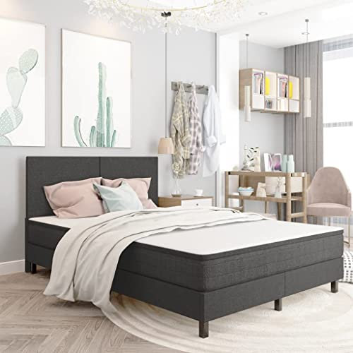 vidaXL Boxspringbett, grau, Stoff, 140 x 200 cm