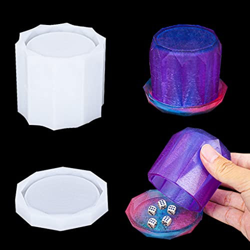 FineInno Stampi Resina Tazza per dadi, Dice Cup Resin Mold, Stampi di Silicone per Resina Portapenne, Stampo Colata Epossidica per Fai da Te Vasi da Fiori (Dice Cup Mold)