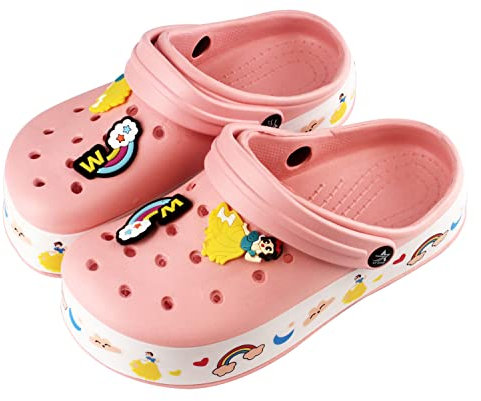 FUREINSTORE Zuecos para Niños, Mules Sandalias de Playa Respirable Antideslizante Piscina Jardín Zapatos Niños Unisex (Rosa, Numeric_33)