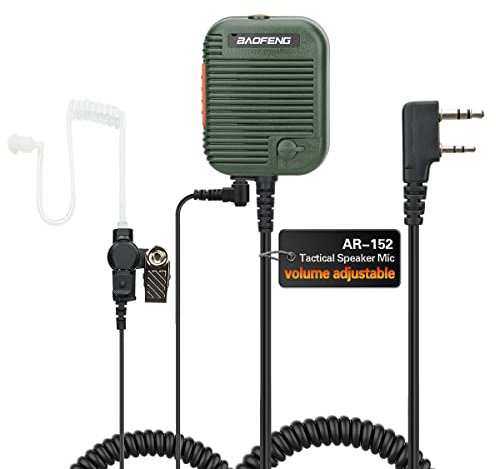 BaoFeng Military Grade Volume Adjustable Speaker Mic with 3.5mm Receiver/Listen Only Surveillance Acoustic Tube Earpiece AR-152 UV-5R DM-32 UV-32 BF-F8HP PRO Radio Accessories