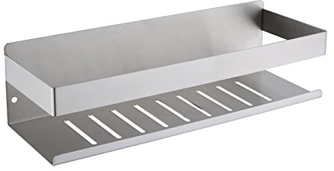 KigKog® Duschablage ohne Bohren Gebürstetes Nickel, Duschregal Wandmontage Edelstahl SUS304 Rostfreier Duschkorb Badregal ohne Bohren, 30cm Selbstklebend Badezimmerregal, K07-30-BN