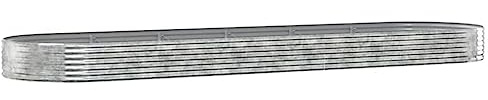 vidaXL Hochbeet, Wetterfestes Hochbeet für Garten Balkon Terrasse, Kräuterhochbeet zum Selber Bauen, Pflanzkasten aus Metall, Verzinkter Stahl Silbern