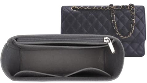 Tasche Organizer Einsatz - für Chanel 2.55 mittelgroße Tascheneinsatz Premium Filz Geldbörse Organizer 2019grau-M