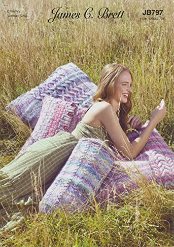 James Brett Chunky Intermediate Knitting Pattern Cable Knit Cushion Covers (JB797)