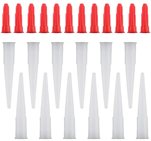 WHYHKJ 12Sets Caulk Extension Nozzle Caulk Saving Cap Sealer Saver Caulking Nozzle Tip Caulk Gun Replacement Applicator Extension Tool Supplies