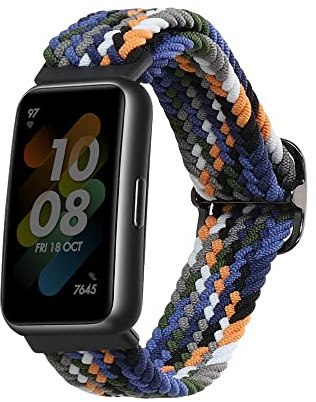 kwmobile Fascia Compatibile con Huawei Band 7 - Cinturino Smart-Watch Fitness-Tracker Nylon Blu Scuro/Giallo/Grigio ca. 15-18,5 cm