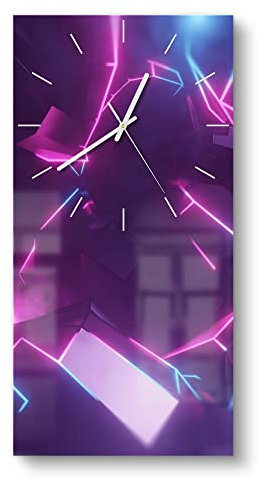 DEQORI Glasuhr | horizontal 30x60 cm | Motiv Virtuelles Leuchtdesign | große XXL Design Uhr aus Glas | leise Wanduhr für Wohnzimmer & Küche | moderne Hingucker Uhr für die Wand
