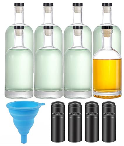 Danmu 8 Pack Glass Bottles with Lids 12 oz Airtight Leakproof,Thick Base 375ml Glass Bottles for Hot Sauce,Wine,Kombucha,Mead,Syrup,Vanilla Extract,Soda,Shrink Capsules Included