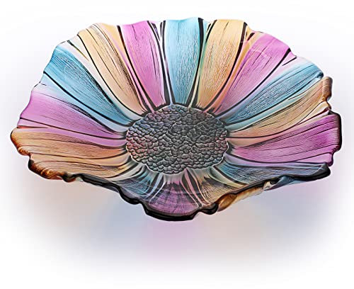 IGNPION Multicolor Floral Glass Fruit Bowl - 5L Capacity, Unique Glass Flower-Shaped Design, Perfect for Fruit, Candy, Home Decor & Gift Giving