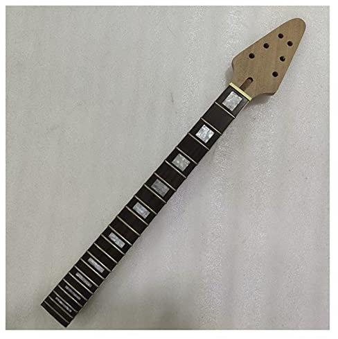 CAZARU Unbehandelter E-Gitarrenhals aus Mahagoni mit 22 Bünden Palisandergriffbrett Bolt-ôn-Hals in V-Form