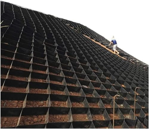 JSY Kiesgitter 5 cm Zugfestigkeit Einfahrten Kies Geo Gitter Bodengitter mit Ablauflöchern für Landschaftsbau Parkplätze Garten Stabilisator Kies Pflastergitter (Größe: 3 x 6 m)