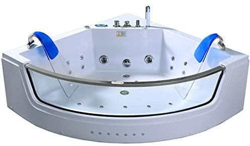 Baignoire Balneo d'angle blanc Baignoire 2 personne 152 X 152 cm – Capri