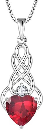 FJ Unendlichkeit Keltischer Knoten Kette Damen 925 Sterling Silber Rubin Halskette Juli Geburtsstein Anhänger Geschenke für Frauen Mutter Freundin Mama