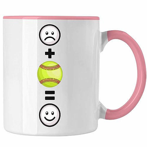 Trendation - Tennis Tasse Geschenk für Tennis-Spieler Lustige Geschenkidee :(+ Tennisball = :) Geburtstag (Rosa)