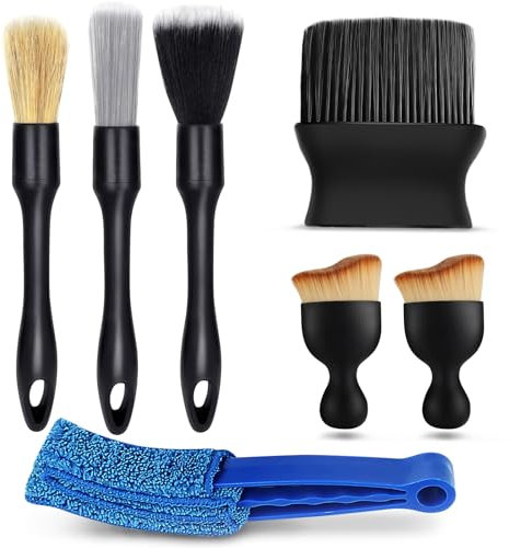 HXUING 7 Pièces Pinceau Detailing Auto, Brosse Douce de Nettoyage d'intérieur de Voiture Brosse de Nettoyage à Poils Souples, Convient au Nettoyage de l’intérieur des Voitures (A)