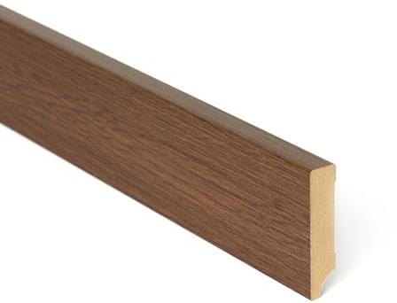 Desiwa - Battiscopa, set da 3 pezzi, in rovere marrone, 8 x 230 cm, effetto legno MDF